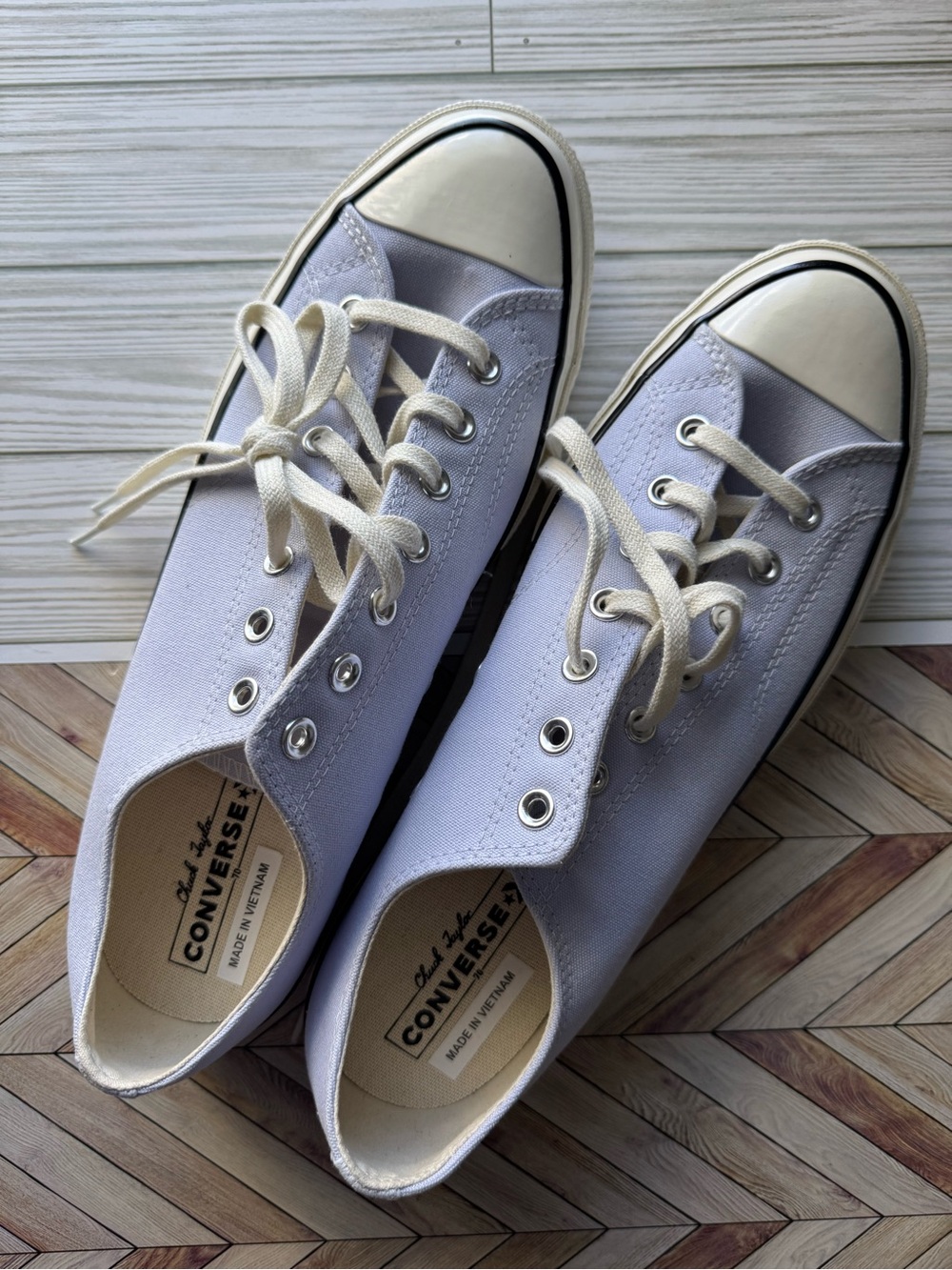 Converse Low Top Sneakers in Lavender Purple and White
